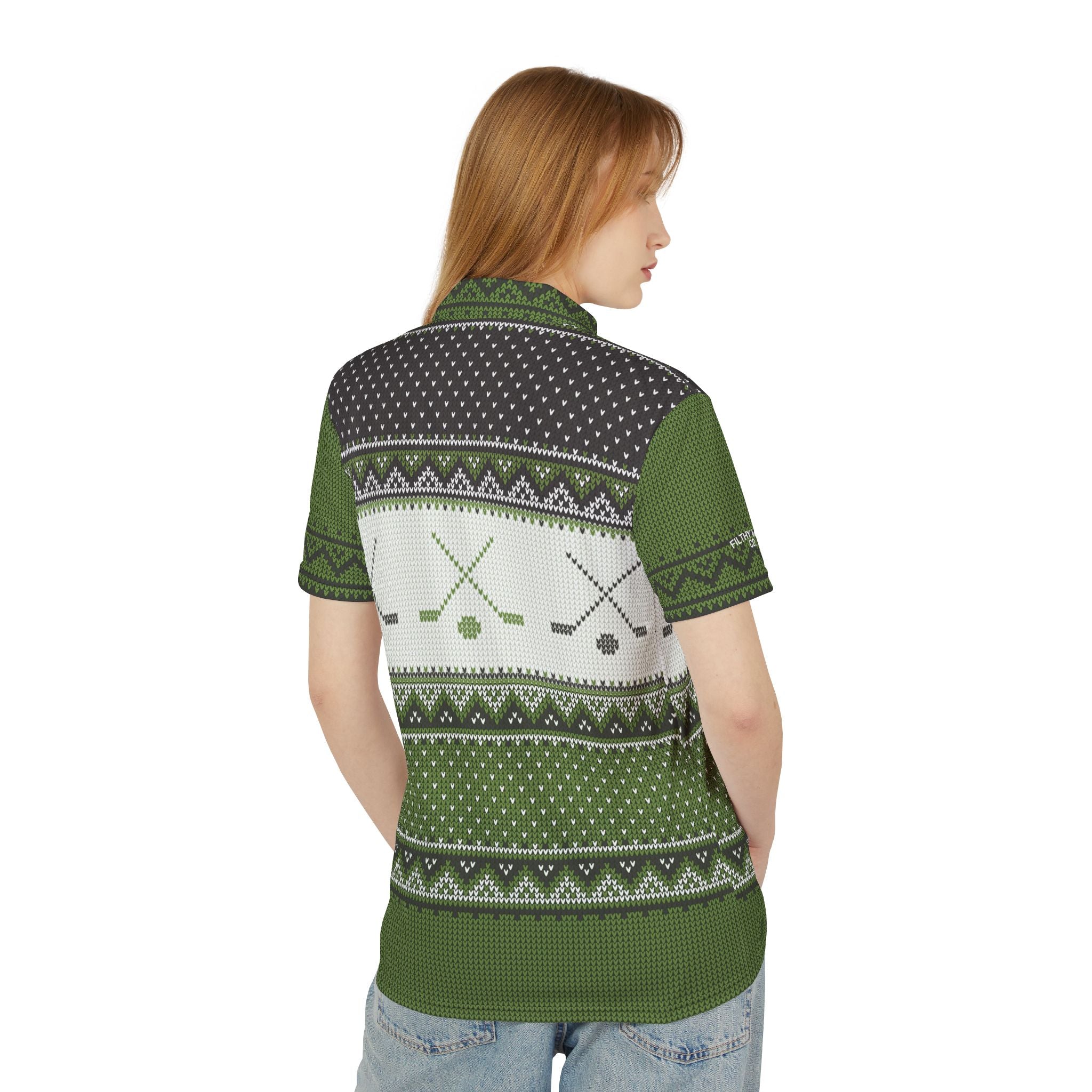 Christmas Sweater Lime Front Office Polo