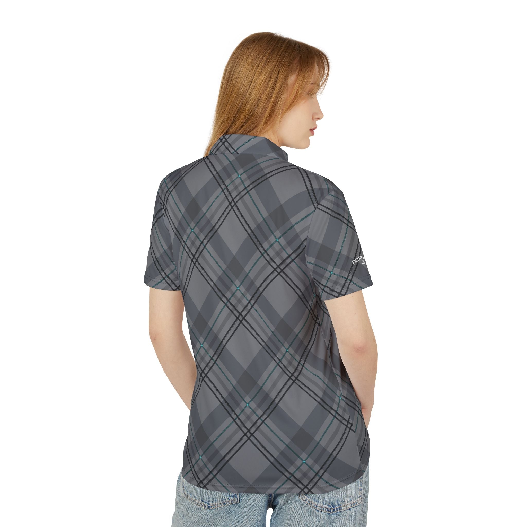 Gray/Aqua Plaid Front Office Polo