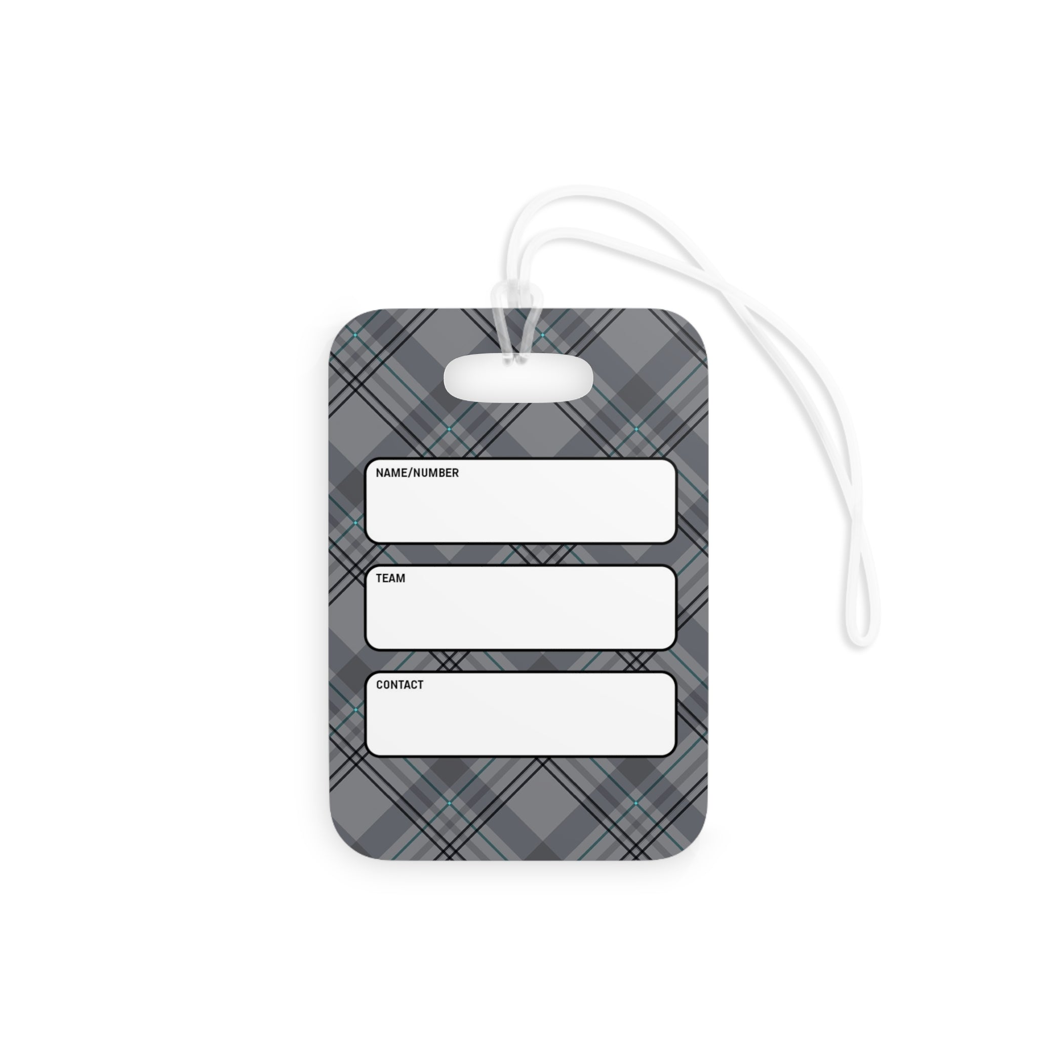 FMC Gray/Aqua Plaid Essentials Bag Tag