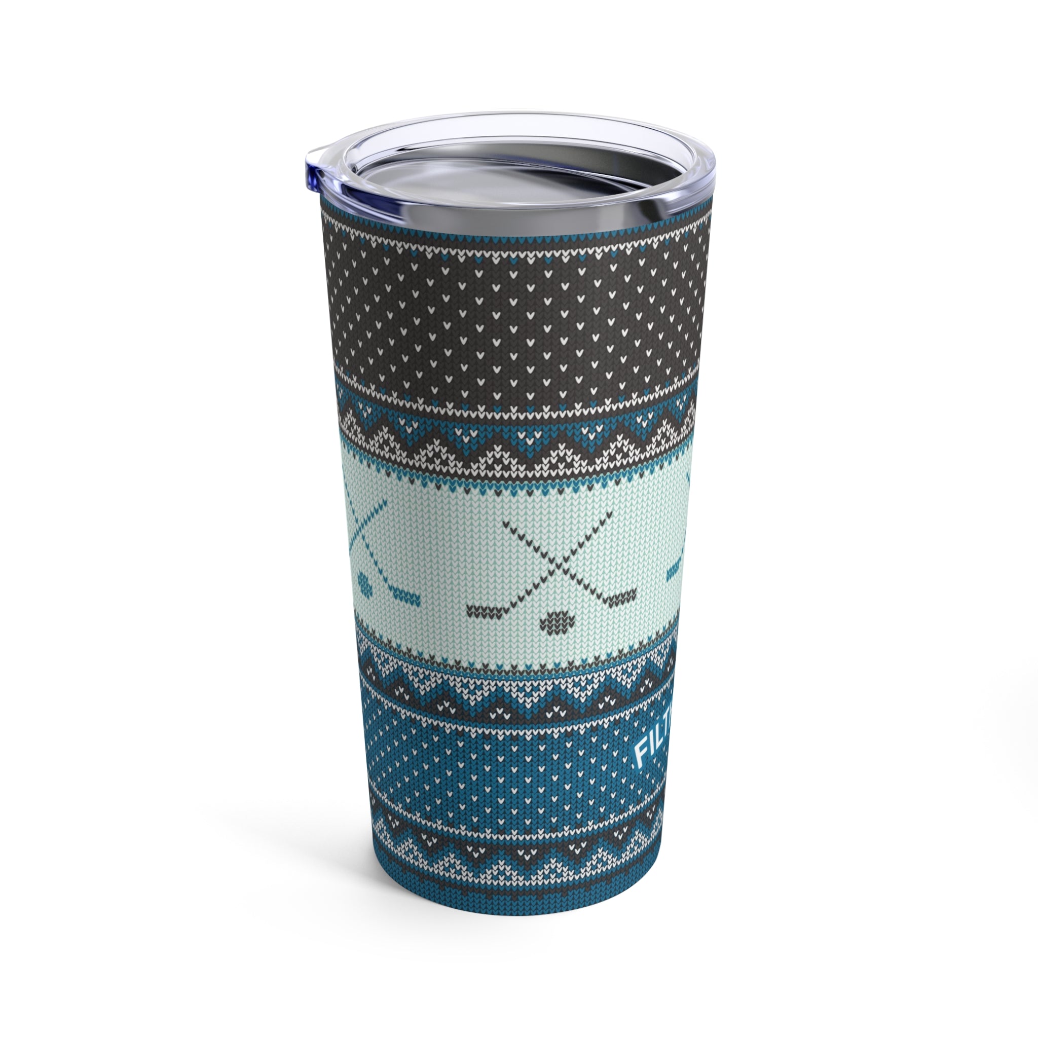 FMC Blue Christmas Sweater Travel Tumbler