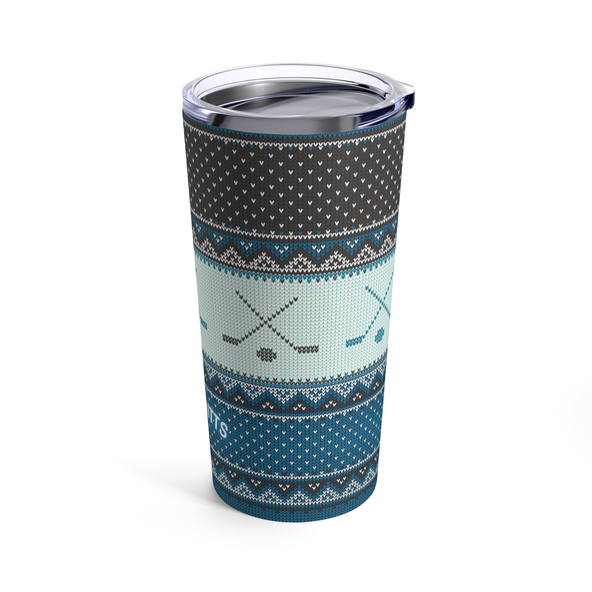FMC Blue Christmas Sweater Travel Tumbler
