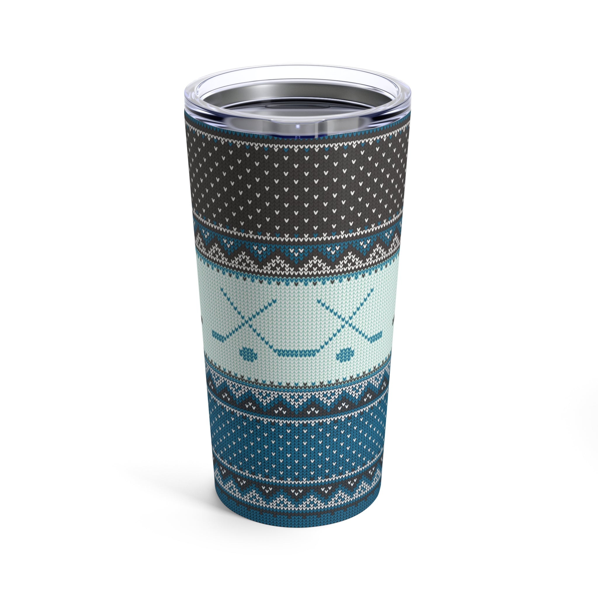 FMC Blue Christmas Sweater Travel Tumbler