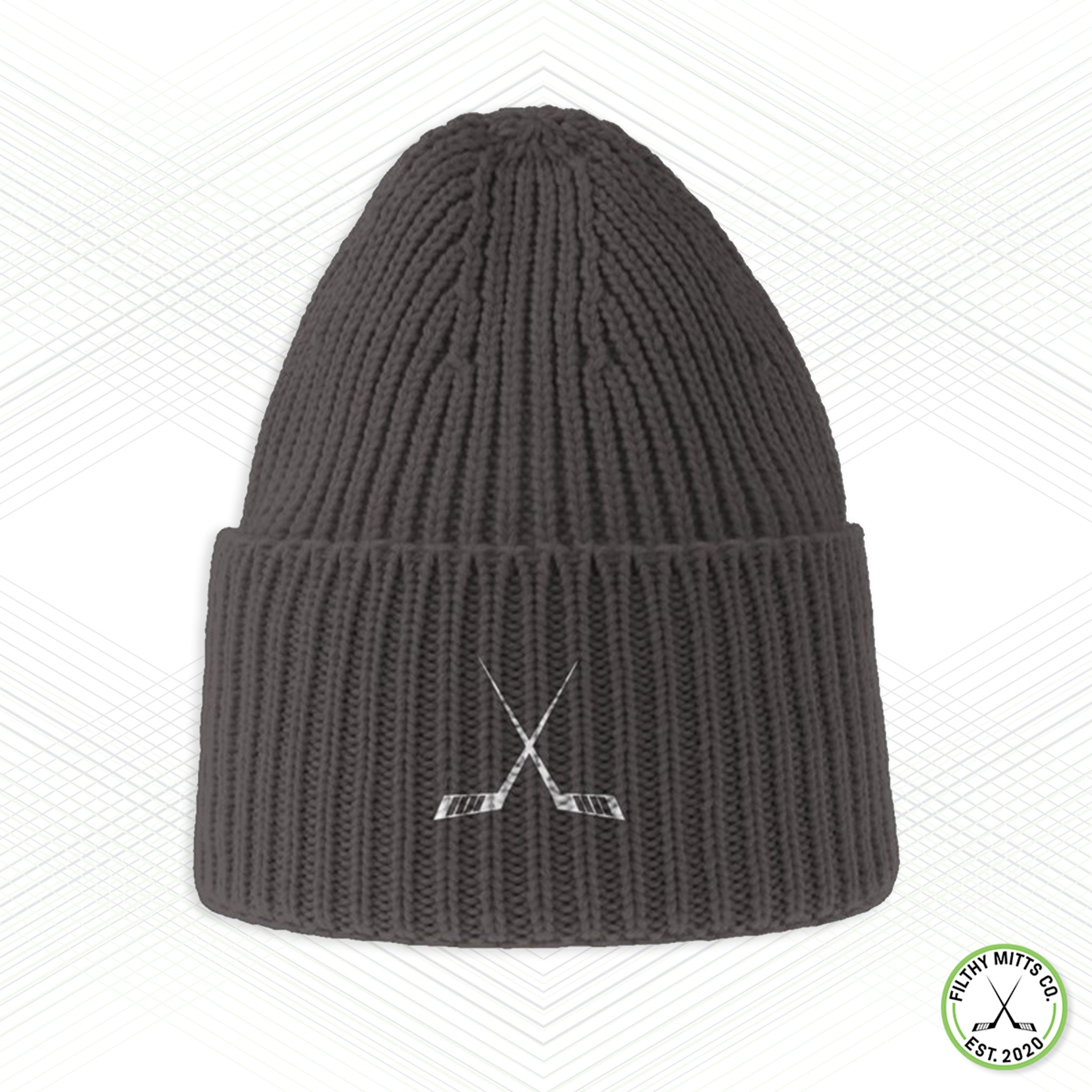 Crossed Out Hockey Chunky Rib Knit Beanie