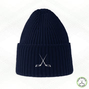 Crossed Out Hockey Chunky Rib Knit Beanie