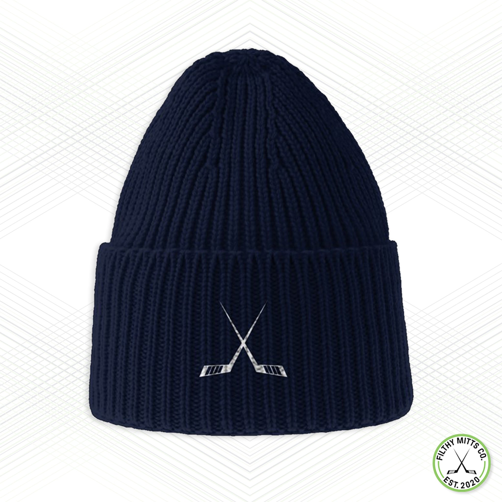 Crossed Out Hockey Chunky Rib Knit Beanie
