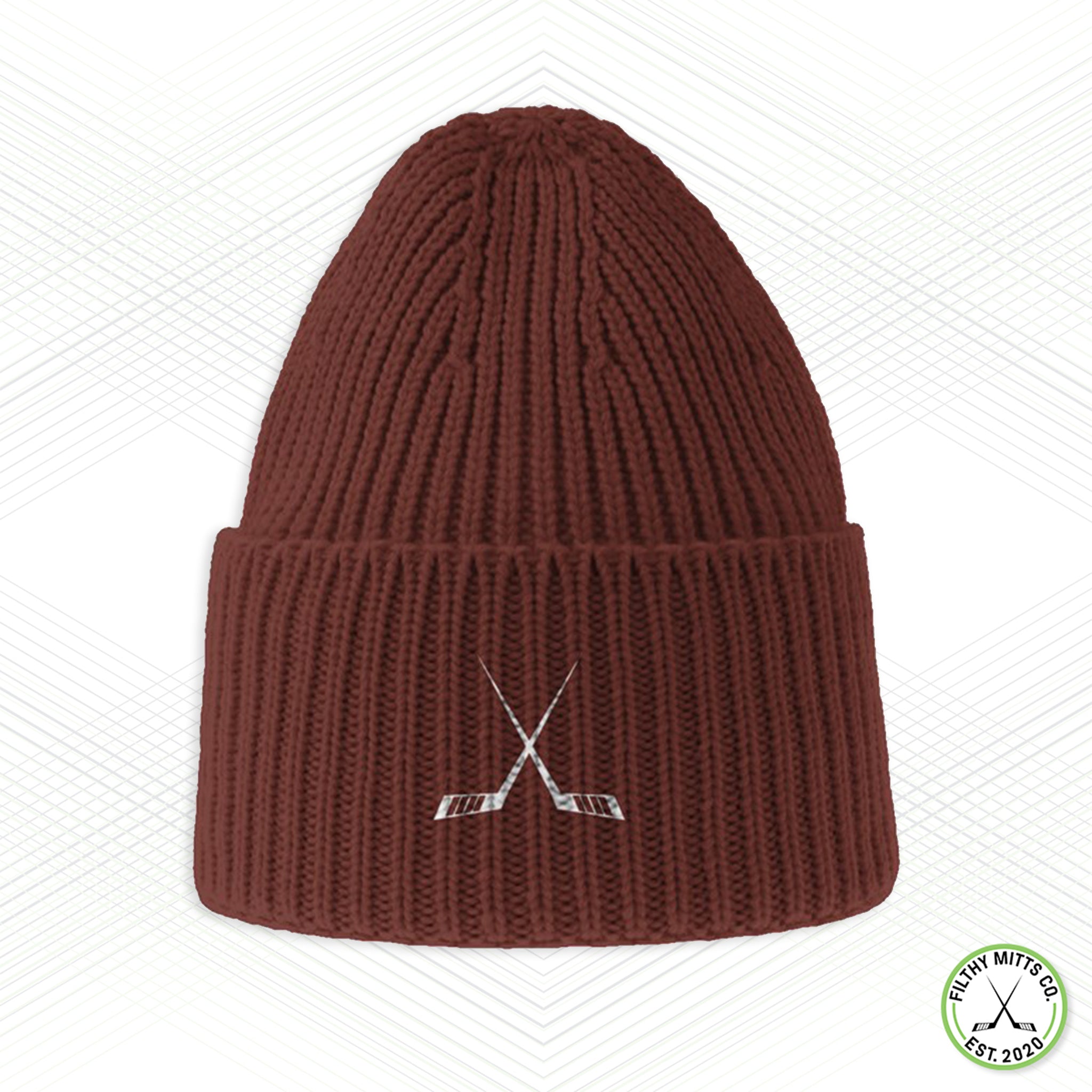Crossed Out Hockey Chunky Rib Knit Beanie