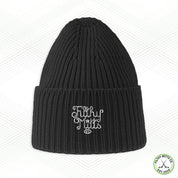 Filthy Mitts Branded Script Chunky Rib Knit Beanie