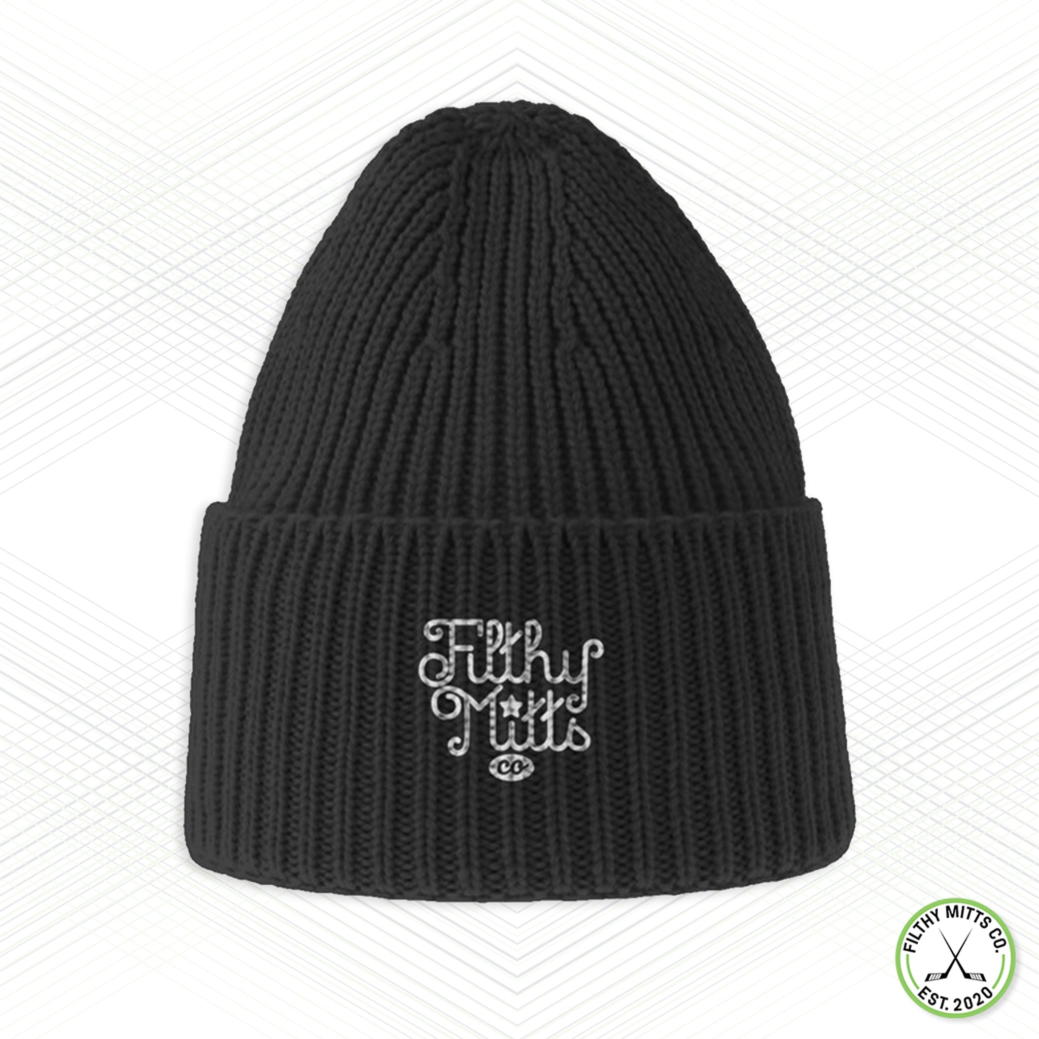 Filthy Mitts Branded Script Chunky Rib Knit Beanie