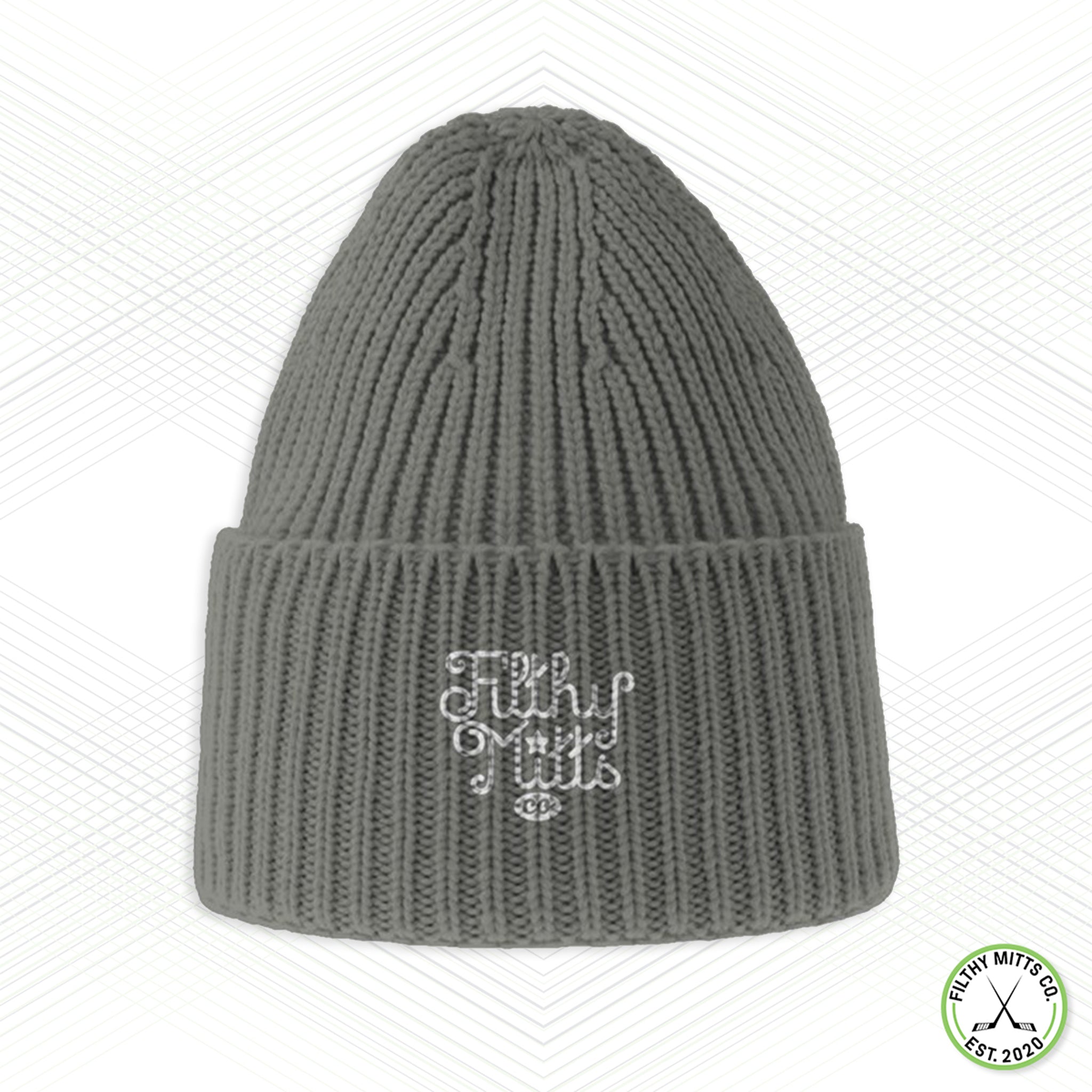 Filthy Mitts Branded Script Chunky Rib Knit Beanie