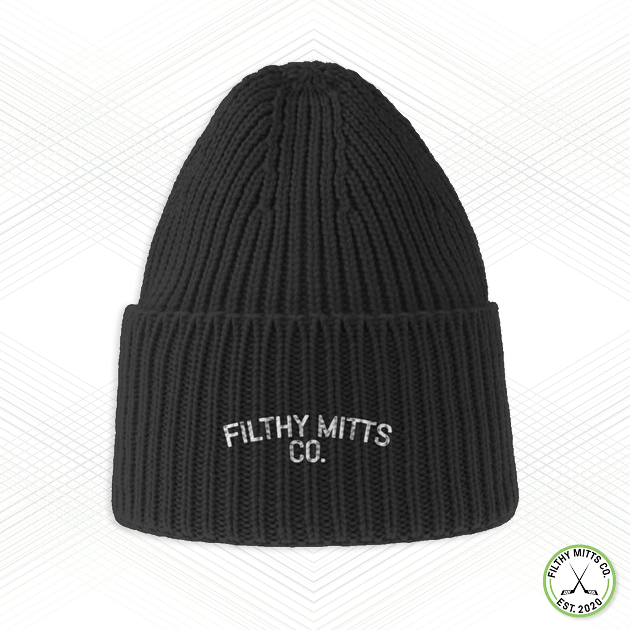 Filthy Mitts Branded Wordmark Chunky Rib Knit Beanie