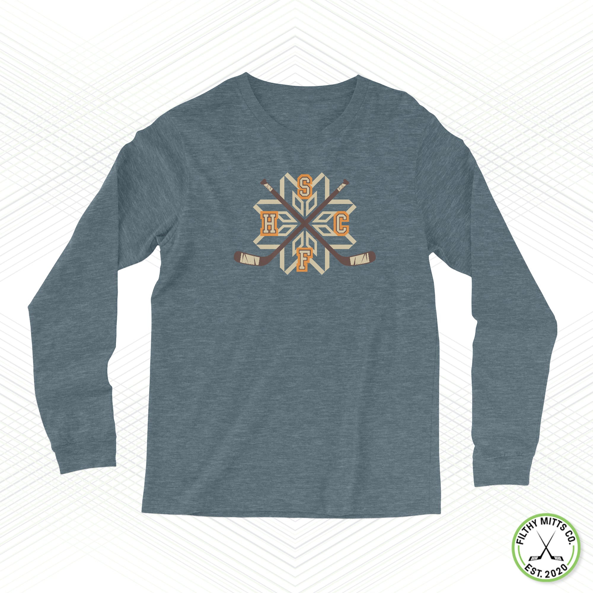 Snowflakes Retro Crossed Sticks Staple Long Sleeve