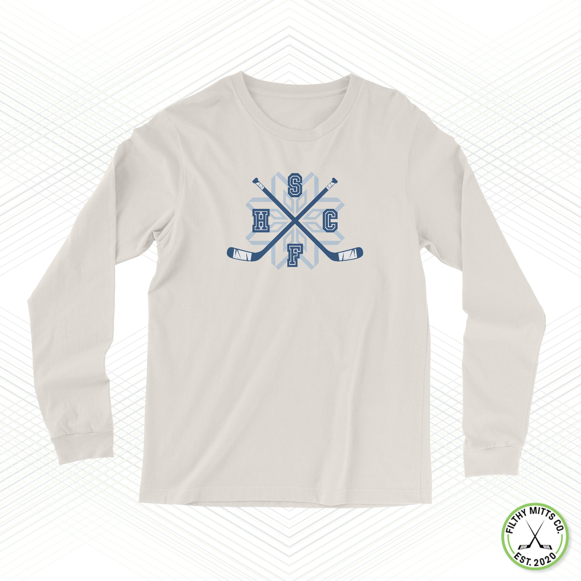 Snowflakes Blue Crossed Sticks Staple Long Sleeve