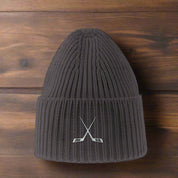 Crossed Out Hockey Chunky Rib Knit Beanie
