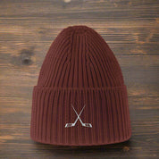 Crossed Out Hockey Chunky Rib Knit Beanie