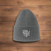 Filthy Mitts Branded Script Chunky Rib Knit Beanie