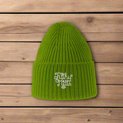 Filthy Mitts Branded Script Chunky Rib Knit Beanie