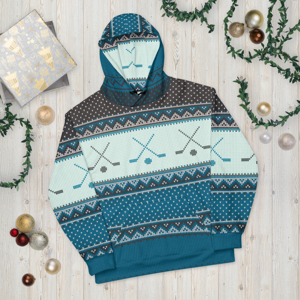 FMC Blue Hockey Christmas Sweater Unisex Hoodie