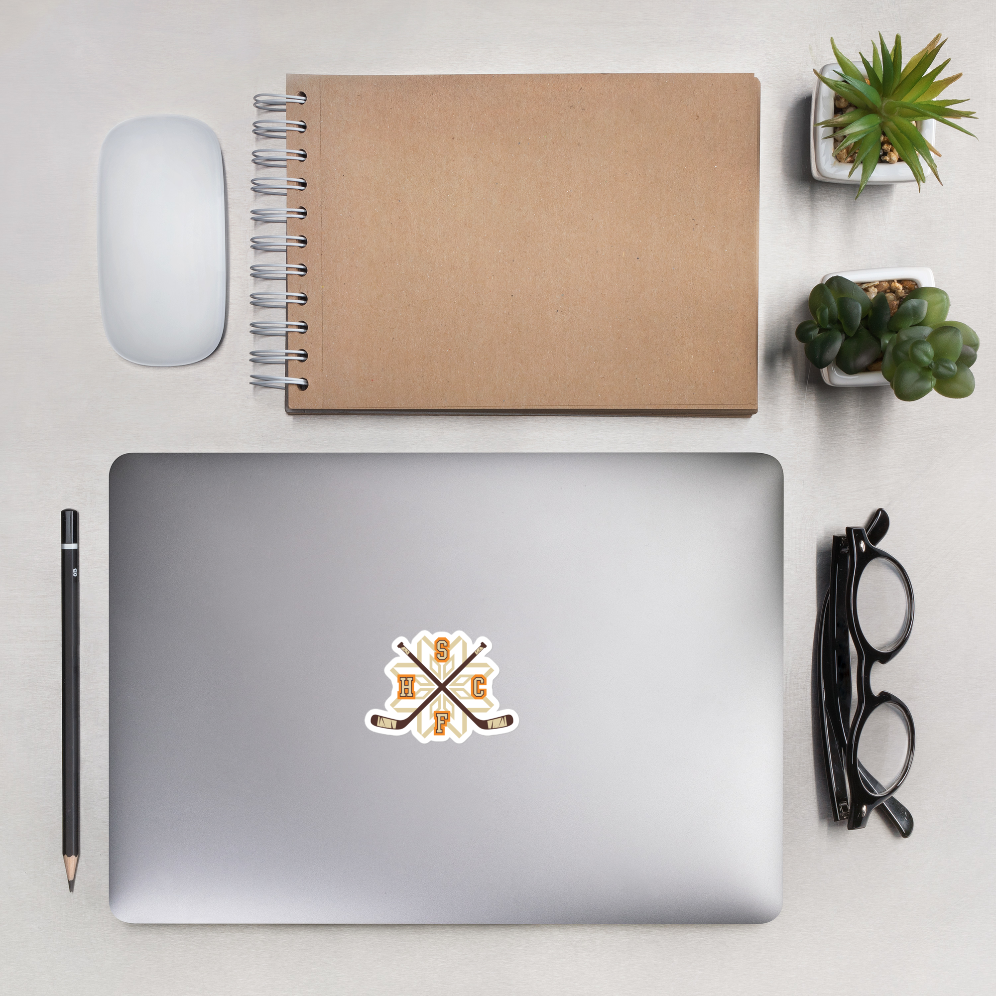 Snowflakes Retro Crossed Sticks Bubble-free stickers