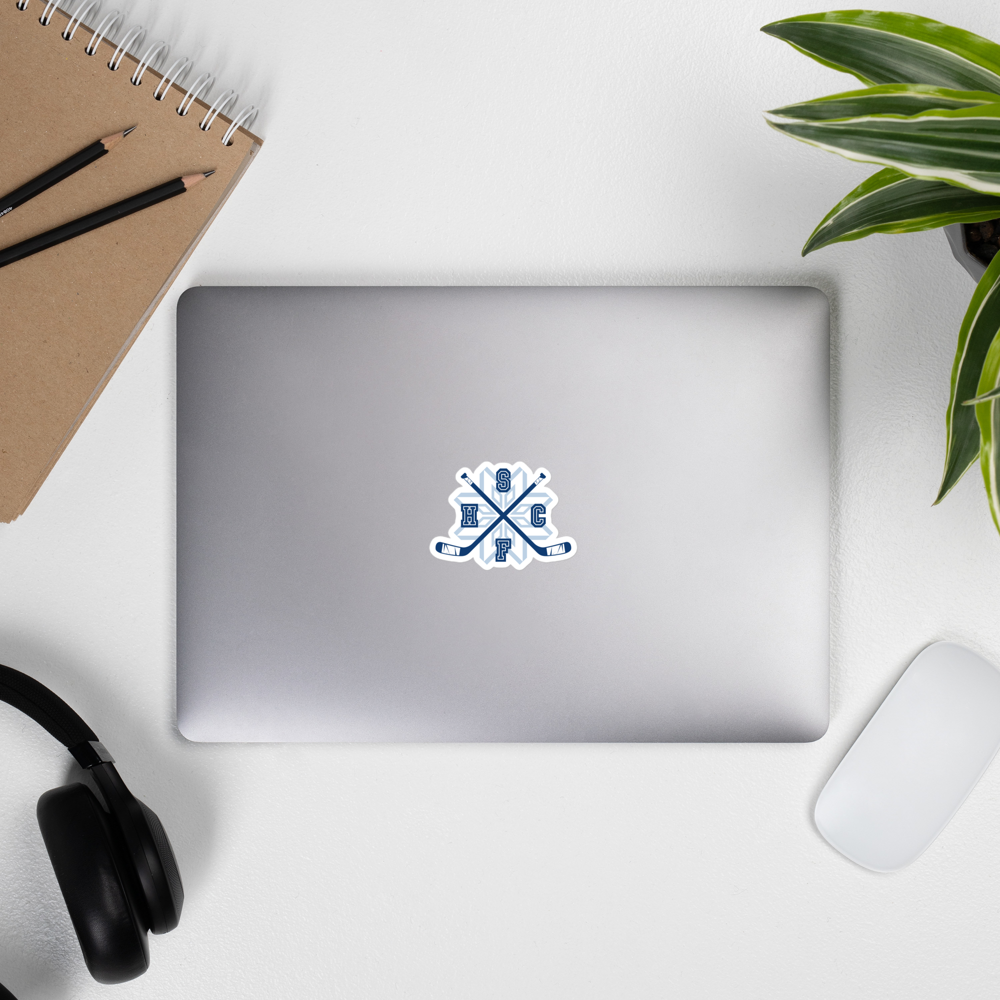Snowflakes Blue Crossed Sticks Bubble-free stickers
