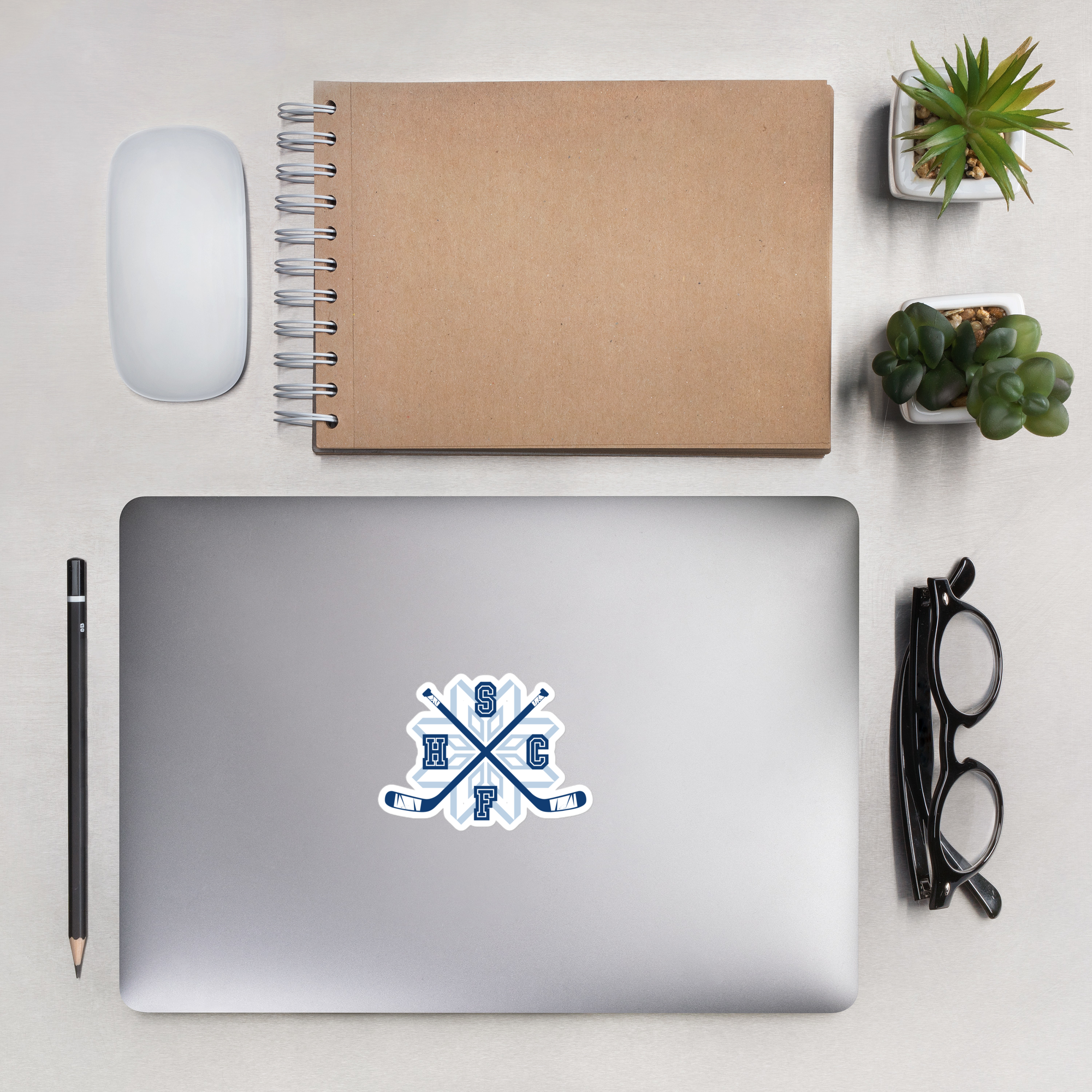 Snowflakes Blue Crossed Sticks Bubble-free stickers