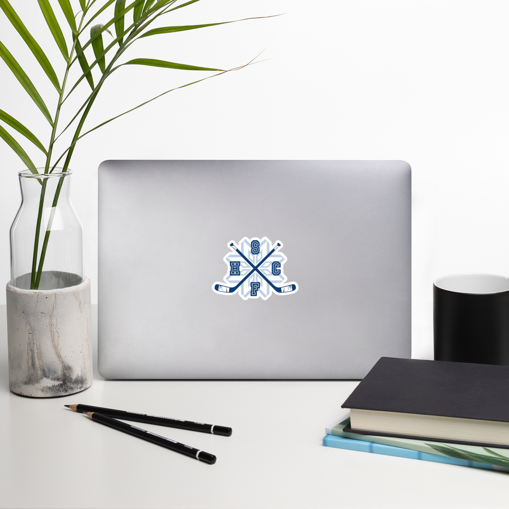 Snowflakes Blue Crossed Sticks Bubble-free stickers
