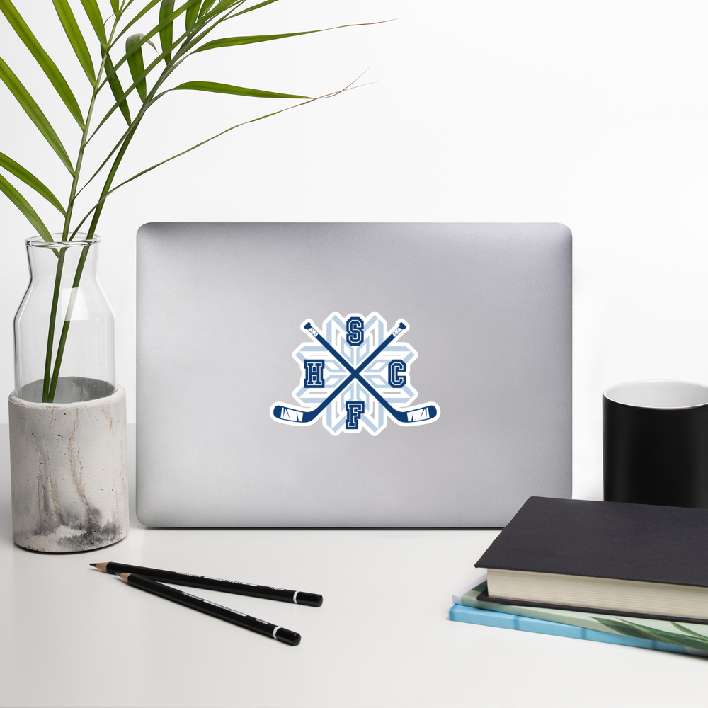 Snowflakes Blue Crossed Sticks Bubble-free stickers