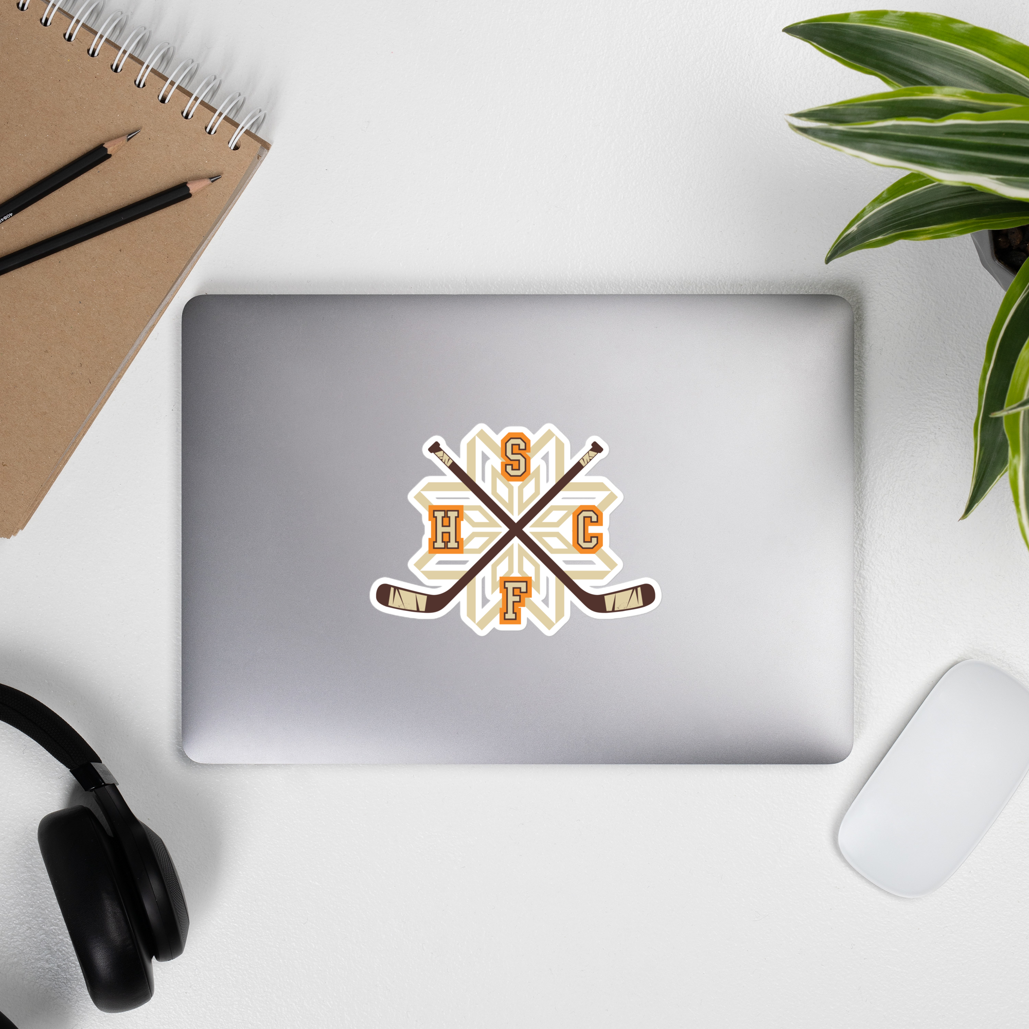 Snowflakes Retro Crossed Sticks Bubble-free stickers