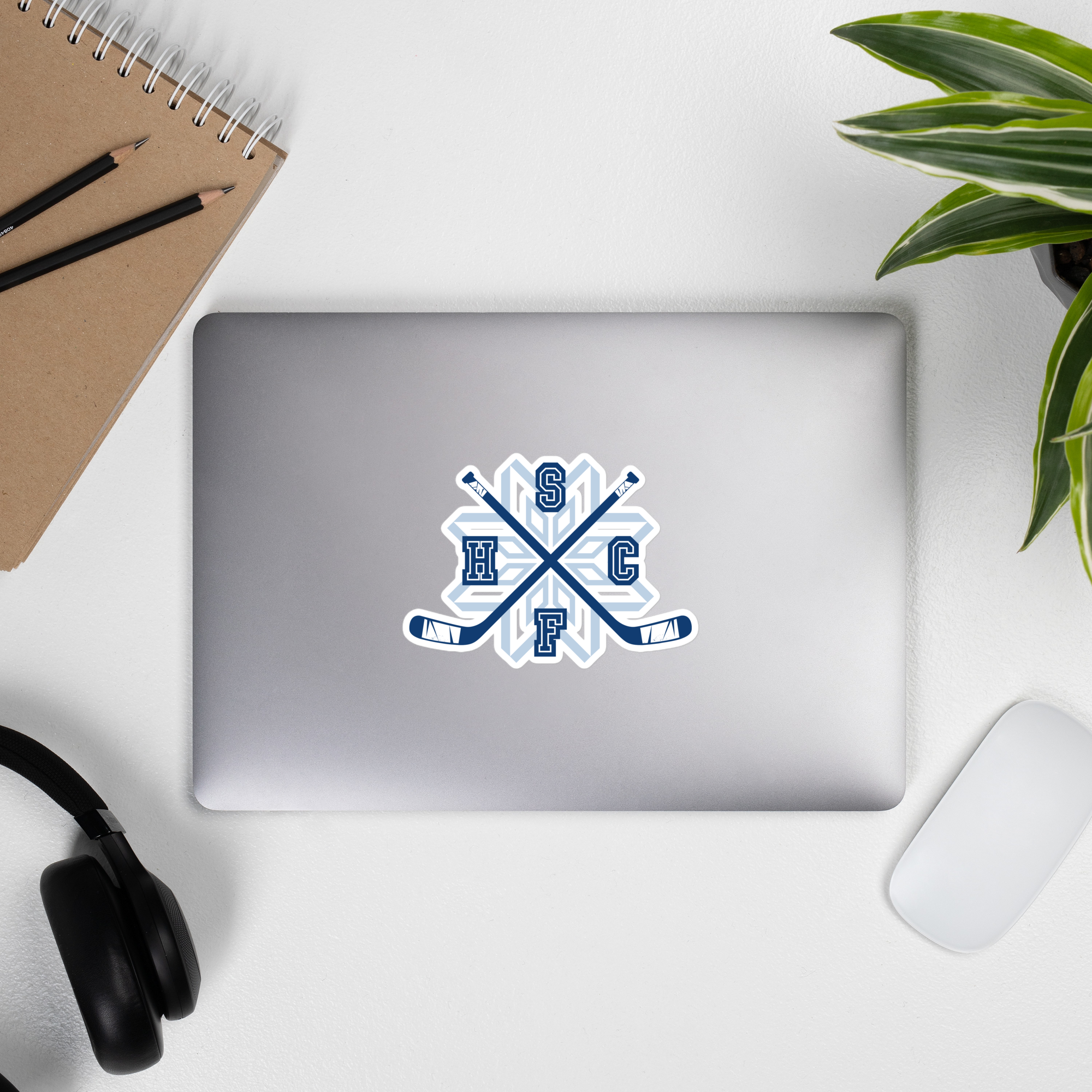 Snowflakes Blue Crossed Sticks Bubble-free stickers